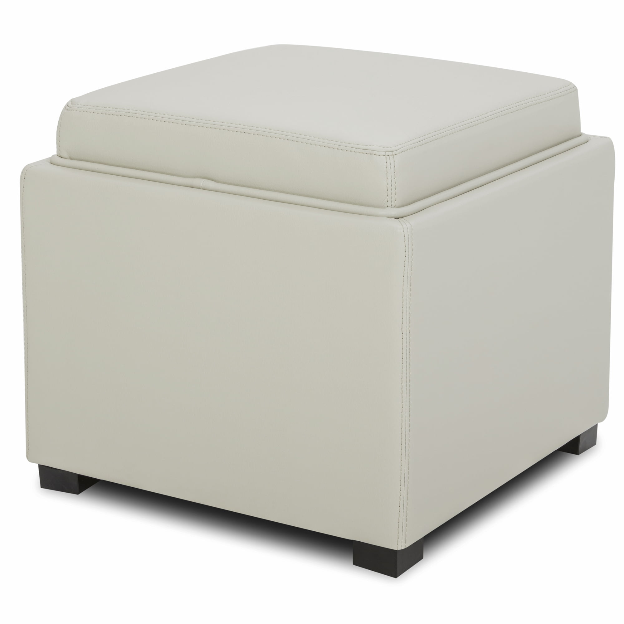 CHITA Faux Leather Storage Stool Ottoman, Foot Rest Stool Seat, Light Grey