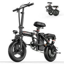 ASKGO Z8 1200W Foldable Electric Bike for Adults,25Mph 25Miles Electric Bike,48V 13Ah Removable Battery,14" Mini E-bike with Two Seats, UL 2849