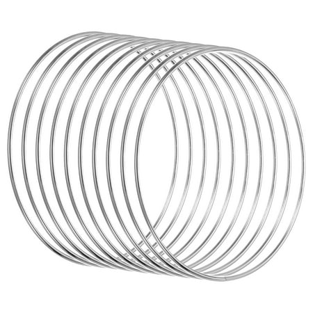 Uxcell 10pcs Dream Catcher Rings, Metal Macrame Wreath Floral Hoop Silver Tone 6 in