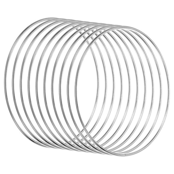 Uxcell 10pcs Dream Catcher Rings, Metal Macrame Wreath Floral Hoop Silver Tone 6 in