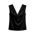 thumbnail image 4 of LNWUY Women's Silk Satin Camisole Tank Tops V Neck Pleated Dressy Casual Sleeveless Blouses Summer Business Work Shirts Black M, 4 of 6