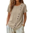 Casual Summer Spring Fall Outfits Women's And Linen Shirt Short Sleeved ...