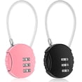 thumbnail image 1 of Paquete de 2 candados de combinación de 3 dígitos para exteriores, candado impermeable para casillero de gimnasio escolar, casillero deportivo, cerca, caja de herramientas, puerta, estuche, (negr, 1 of 5