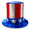 B, variant on Independence Day Hat, Uncle Sam Style Tall Top Hat with Sparkling Sequined Flag, USA Patriotic 4th of July Carnival Party Accessory, Red White Blue Stars and Stripes Design