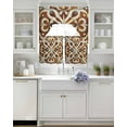 thumbnail image 4 of Burnt Orange Retro Kitchen Curtains Sets 36 Inch Length with Valance, Ethnic Flowers Impressionist Art Swag Valances and Tiers Curtain Set Drapes Swag Curtains for Living Room, Bathroom, Bedroom, 4 of 6
