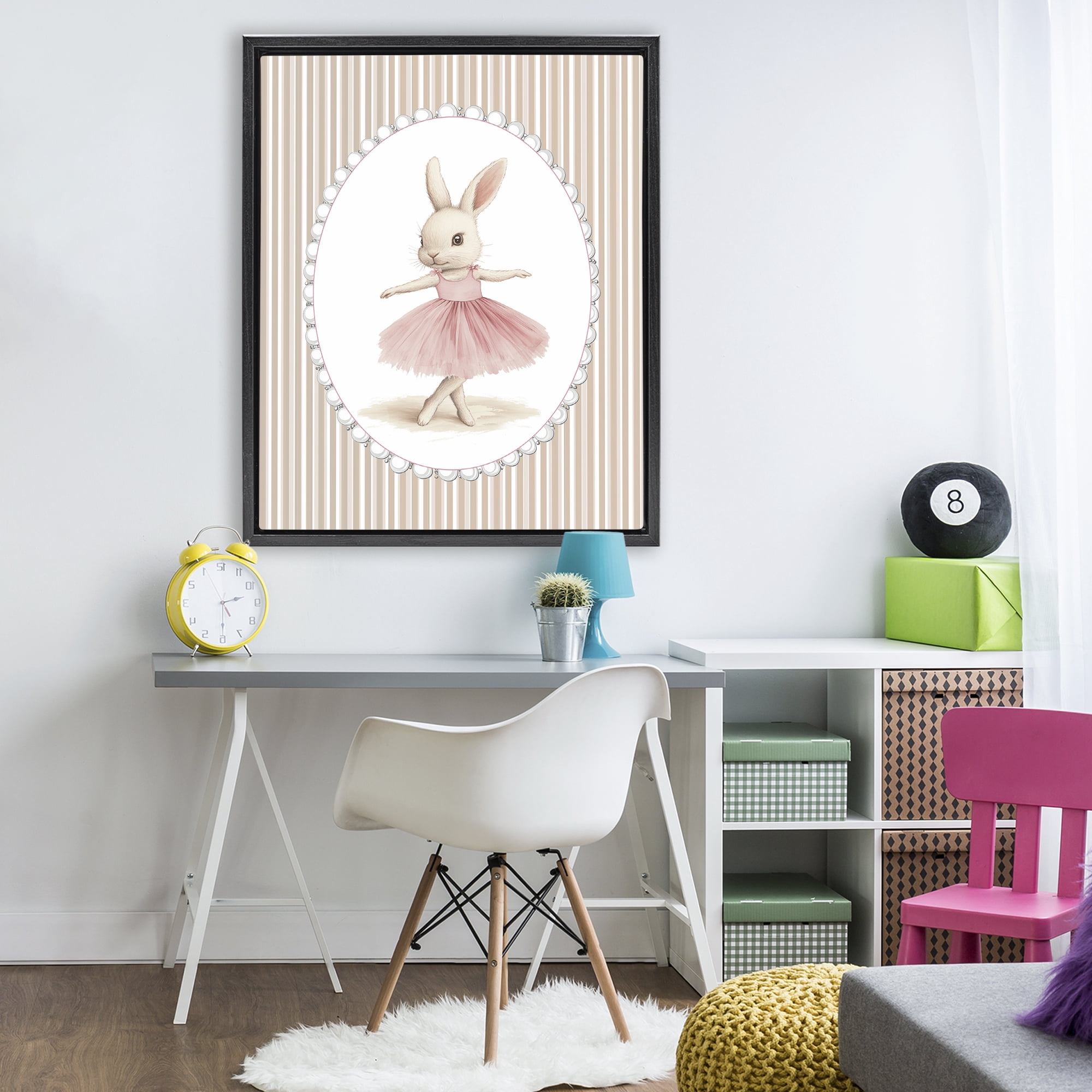 Stupell Industries Woodland Dancer Bunny Black Framed Floater Canvas Wall Art, design by Christine Simpson Art