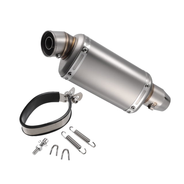 Kit de escape de silenciador de motocicleta de 12.20" de longitud, 1.50" de ID, 3.11" de OD, silenciador deslizante en tono plateado mate
