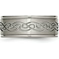 thumbnail image 4 of Chisel Titanium Brushed Center 9.2mm Scroll Design Band - Ring Size 10.0, 4 of 8