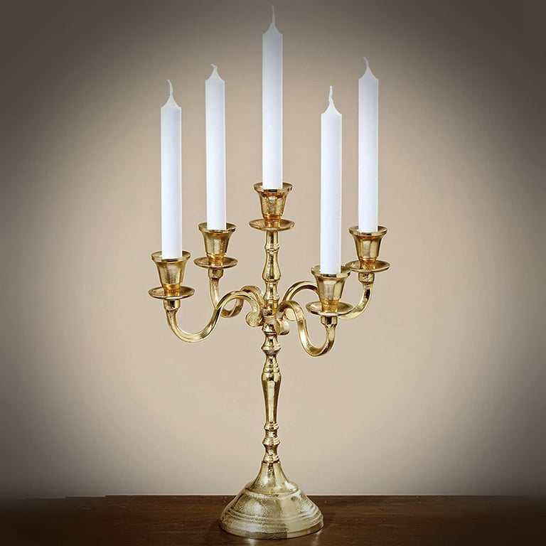 Hamptons Five Candle Golden Candelabra, Hand Crafted of Cast