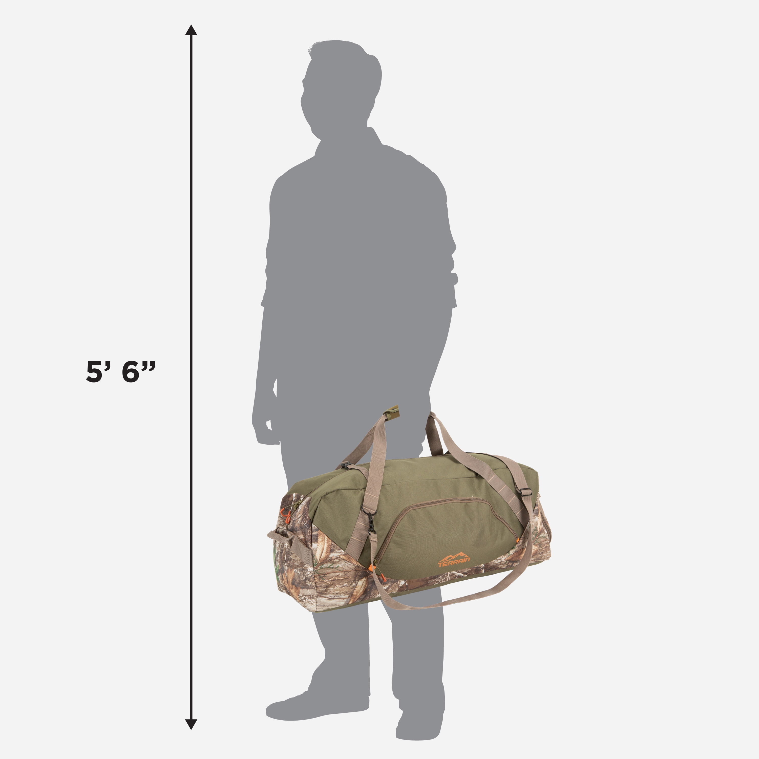 Terrain Basin Travel Duffel Bag, Medium, Realtree Edge, Sports Duffel Bag for Hunting, Polyester, 3 Pockets
