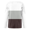 thumbnail image 5 of WREESH Womens Fashion T-Shirts Color Block Casual Round-Neck Lace Hollow Out Long Sleeve Pullover Slimming Blouse T-Shirt Tops Brown, 5 of 5