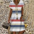 thumbnail image 2 of Dyegold Sundresses for Women Casual Beach - Shirt Dress for Women V Neck Short Sleeve Striped Midi Tshirt Sun Dresses ​Plus Size Casual Flowy ​Vacation ​Dresses, 2 of 5