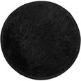 thumbnail image 2 of Black Round Rug Faux Fur Sheepskin Area Rugs Fluffy Plush Carpet Washable Shaggy Mat for Dorm Preppy Room Decor, 1.3 ft, 2 of 7