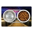 thumbnail image 1 of Universe Pet Mat for Food and Water, Galaxy Cosmos Wooden Bridge Panoramic View Celestial Space Print, Non-Slip Rubber Mat for Dogs and Cats, 18" X 12", by Ambesonne, 1 of 2