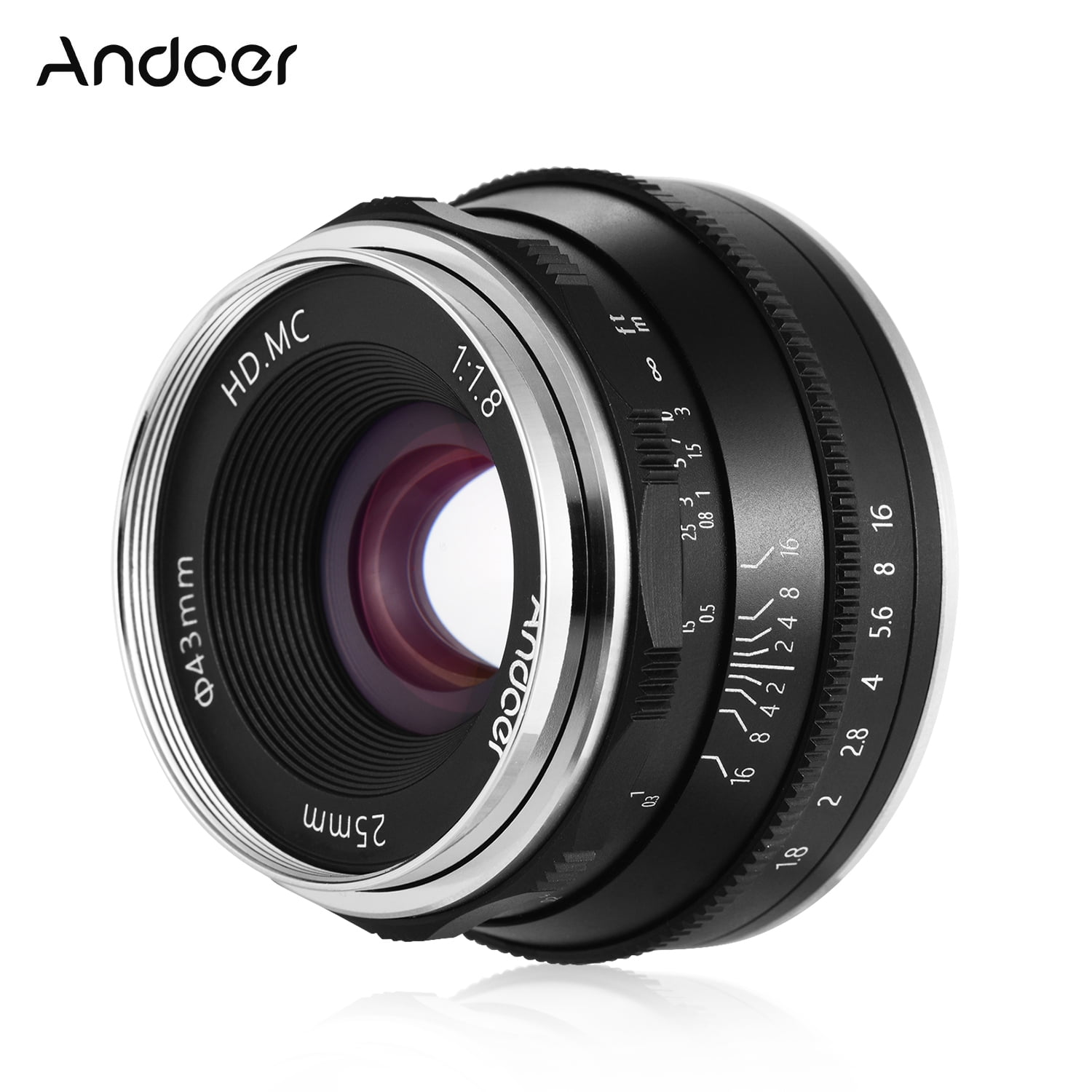 Andoer 25mm F1.8 Manual Focus Lens Large Aperture Mirrorless Camera