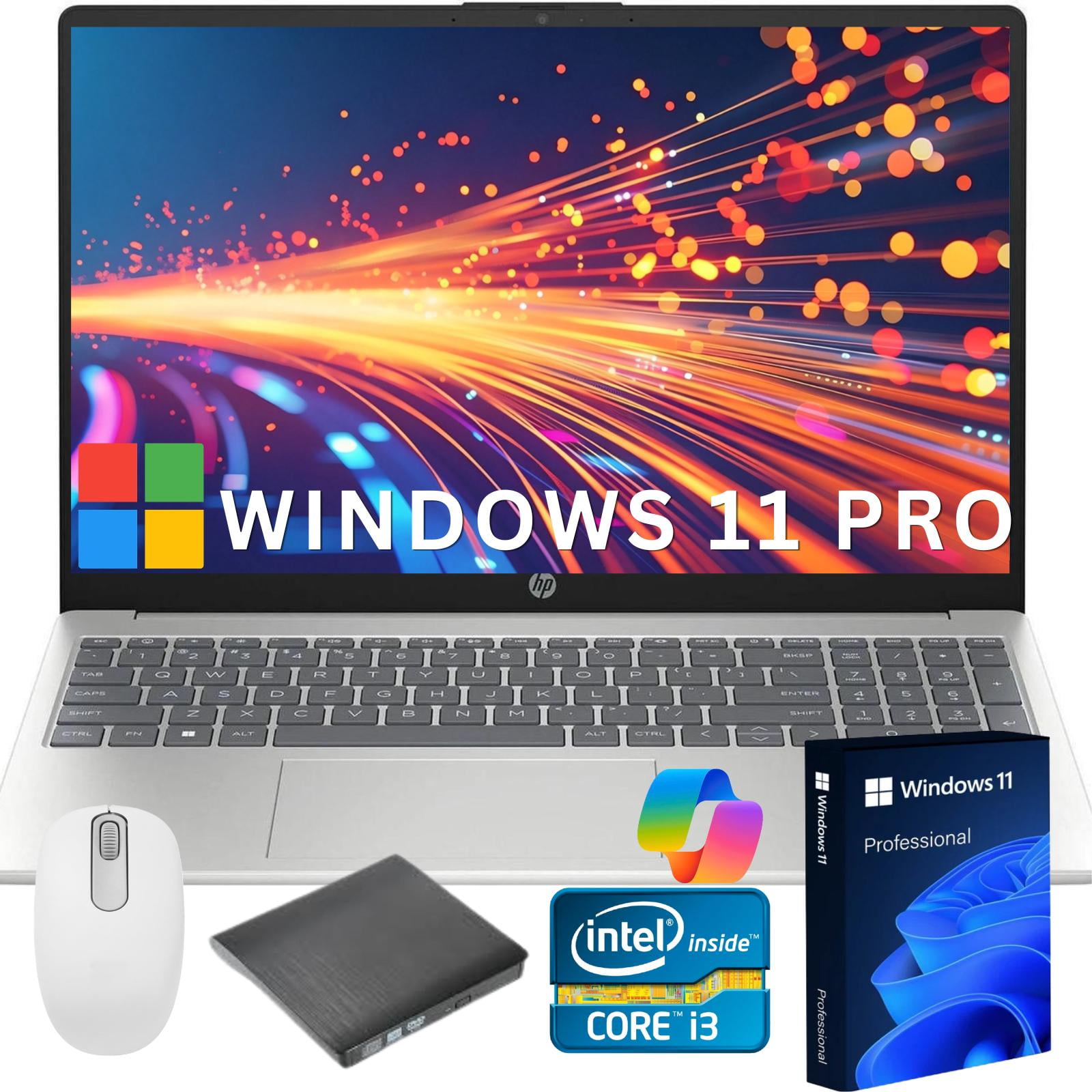 HP 15 Full HD Laptop Computer for College Student & Business, 15.6" LED, Intel 13th Gen Core i3-N305, 16GB RAM, 512GB SSD, Copilot AI, Windows 11 Pro, Gift Bundle