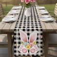 thumbnail image 4 of Easter Table Runner 72 Inches, Spring Rabbits Ears Feet Wildflowers Black Plaid Bed Runner Dresser Scarves Tabletop for Indoor Outdoor Parties/Ceremony/Banquet, 14" x 72", 4 of 8