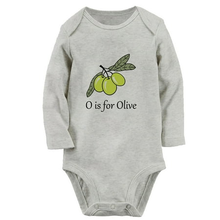 

iDzn O is for Olive Funny Rompers Newborn Baby Unisex Bodysuits Infant Jumpsuits Toddler Kids Long Sleeve Oufits (Gray 6-12 Months)