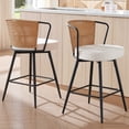 thumbnail image 2 of Sailvan Swivel Bar Stool Set of 3, 35.8" Rattan Counter Height Bar Chairs with Back & Footrest, Modern Upholstered Counter Stools for Kitchen Island, Easy Assembly, Brown, 2 of 8