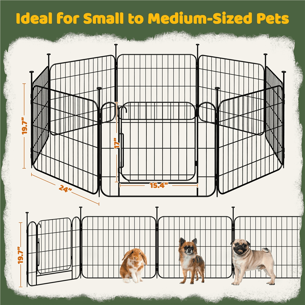 Renwick 8 Panels 20" Tall Foldable Dog Playpen Panels, Black