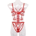 thumbnail image 2 of Mono de lencería sexy body de vendaje erótico de encaje de flores huecas, S, rojo kenally XX000114-01, 2 of 7
