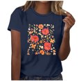 thumbnail image 1 of Tops Cortos para las Mujeres Blusas Impresas Manga Corta Cuello Redondo, Tops de Blusa para las Mujeres Primavera Verano Casual, 1 of 4