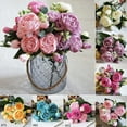 thumbnail image 2 of 1 bundle 5 heads Beautiful pink peony artificial flower silk flower small bouquet of peonies Flowers party home wedding decoration, 2 of 5