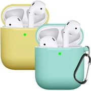 Compatible with AirPods Case Cover Silicone Protective Skin for Airpods Case 2&1 (2 Pack) Yellow/Turquoise