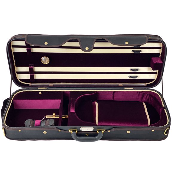 D'Luca Deluxe Oblong Heavy-Duty Viola Case With Hydrometer Fits 15 to 16.5, Black-Red