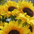 thumbnail image 4 of 4 Bunches Artificial Flowers Sunflower Bouquets with Stems Silk Sunflowers Fake Yellow Flowers for Wedding Decor, DIY Garden Craft Art Decor, Party Decor, Home Decoration, Bride Holding Flowers, 4 of 9