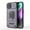 Purple, variant on Compatible with iPhone 14 Stand Case with Slide Camera Cover Military Grade Heavy Duty Rugged Full Body Shockproof Protection Built-in Ring Kickstand Hard Back Case, Gray