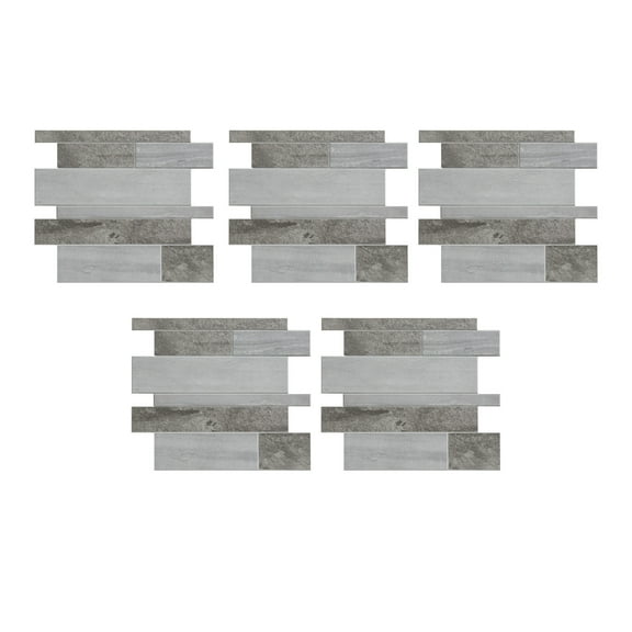 Aspect Collage 13.6in x 12in Peel and Stick Backsplash in Mixed Gray Corridor (5-Pack)