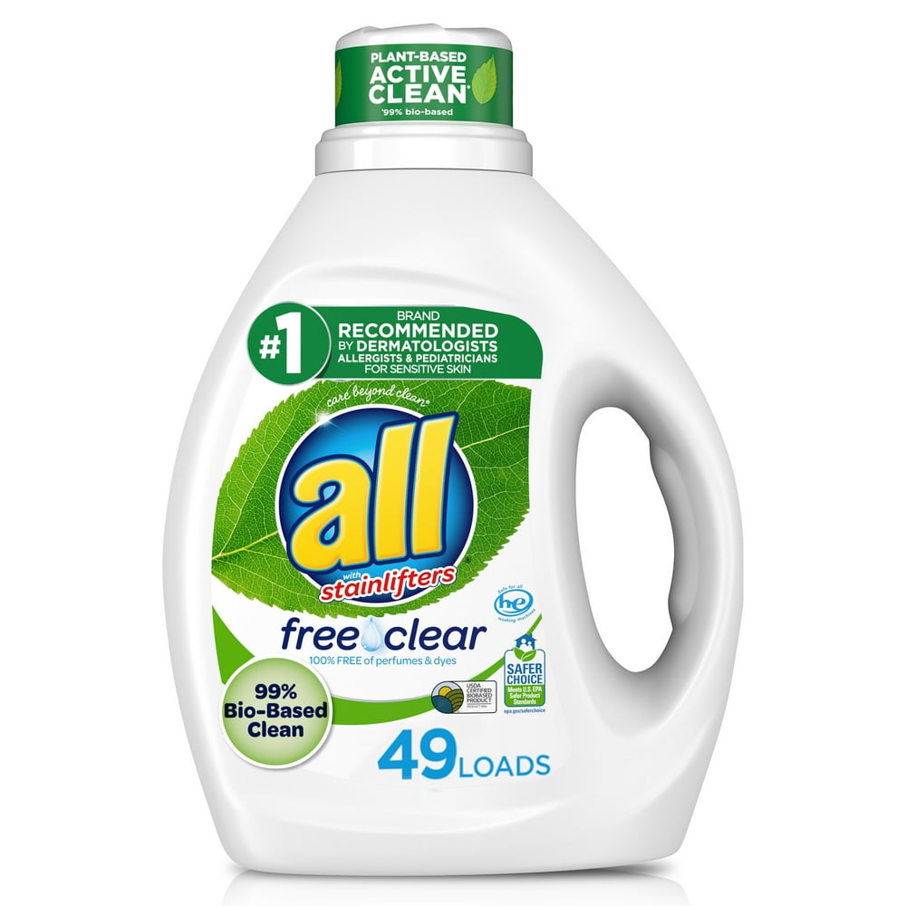all Laundry Detergent Liquid, Free Clear Eco, 49 Loads, 99 Bio Based