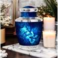 thumbnail image 6 of JAGASY Blue Memorial Urns for Men - Sky Blue Urn for Ashes Adult Male & Female - Large Decorative Urn for Ashes for Women - Funeral Cremation Urns for Husband - (10 Inch), 6 of 7