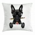 thumbnail image 1 of Bulldog Throw Pillow Cushion Cover, Businessman Black Dog with Glasses and Pencil in His Mouth Office Manager Boss, Decorative Square Accent Pillow Case, 20 X 20 Inches, Multicolor, by Ambesonne, 1 of 2