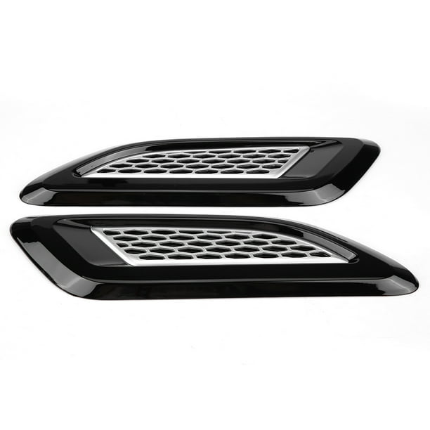 BOROCO Embellecedor de ala de ventilación de aire, embellecedor de ala de salida de ventilación de capó exterior, decoración impermeable universal, accesorios de interior de coche(negro+plata)
