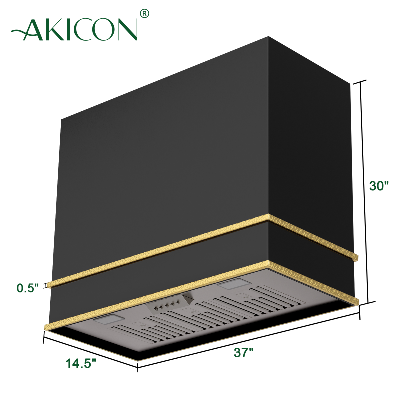 Akicon Range Hood 36 Inch, Ultra Quite Stainless Steel Ducted Kitchen Hood, Wall Mount Square Vent Hood with LED Light and Dishwasher-Safe Filters, 3 Speeds, 600 CFM (AK-HS36HB-JBG)