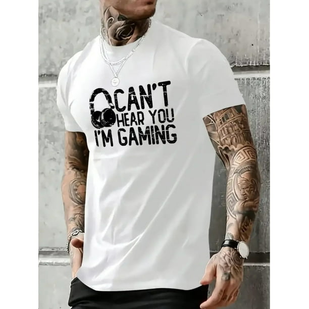 Camiseta informal de manga corta con estampado "I'm Gaming" para hombre, ideal para primavera y verano, cuello redondo cómodo, corte regular, versátil y para el día a día.
