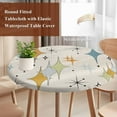 thumbnail image 4 of Blue Yellow Diamond Round Tablecloth, Fitted Table Cover with Elastic for 45"-54" Round Tables, Modern Geometric Middle Century Beige Table Cloth Outdoor Indoor Dinning Party Waterproof Tablecloths, 4 of 7