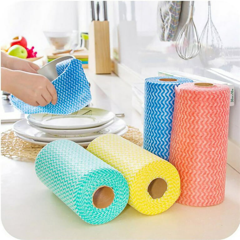 GLL Disposable Cleaning Cloths Wipe Roll, Dish Wash Cloths, Cleaning Washcloth Towel for Kitchen Bathroom Furniture and Car (Pack of 3-Rolls, 150