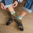 thumbnail image 3 of Fuzoiu Floral Rhino With Birds Print Adult Socks, Crew Moisture-wicking Socks, Unisex Cushion Crew Socks,Casual Sports Ankle Socks, 3 of 7
