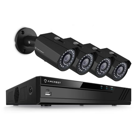 20m Camera - Amcrest 2-Megapixel (1920 x 1080p) 8CH Network POE Video Security System (NVR Kit) - Four 2MP POE Weatherproof Bullet IP Cameras, 98ft Night Vision, Pre-Installed 1TB HDD and More (Black)