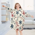 thumbnail image 5 of Wearable Blanket with Sleeves and Pocket Oversized Hooded Sweatshirt 3-14 YR Red and Blue Leafy Designs S, 5 of 7