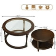 thumbnail image 2 of LKTART Nesting Coffee Table for Living Room,Round Tempered Glass Solid Wood Nest Coffee Tables with Storage,Retro Small Accent Center Table, 2 of 17