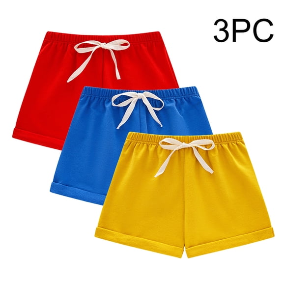 DJDLJWCJ 3-Pack Cotton Girls Shorts Casual Elastic Waisted Baggy Shorts Lightweight Comfortable Shorts Breathable Summer Shorts Multipack B Red Size 4T