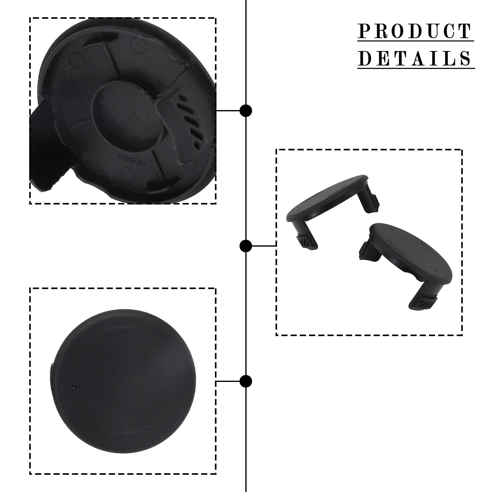 Weed Eater Spool Cap Cover for Hyper Tough String Trimmer Model HT19-401-003-06 & HT19-401-003-07Weed Eater Parts,Black,2 Pack