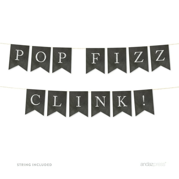 Pop Fizz Clink! Vintage Chalkboard Wedding Pennant Party Banner