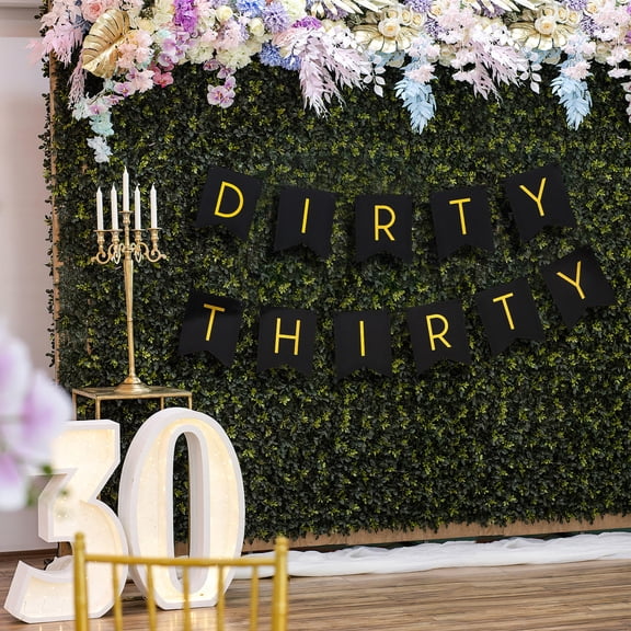 RENACLIPY 30Th Birthday Banner Garland Black Decorative Party Supply for Table Wall Ceiling