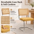thumbnail image 5 of SESSLIFE Dining Chairs Set of 2, Rattan Cane Back Dining Room Chairs with Velvet Upholstered Seat, Cantilever Kitchen Chairs with Chrome Frame, 300 lbs, Gold, 5 of 10