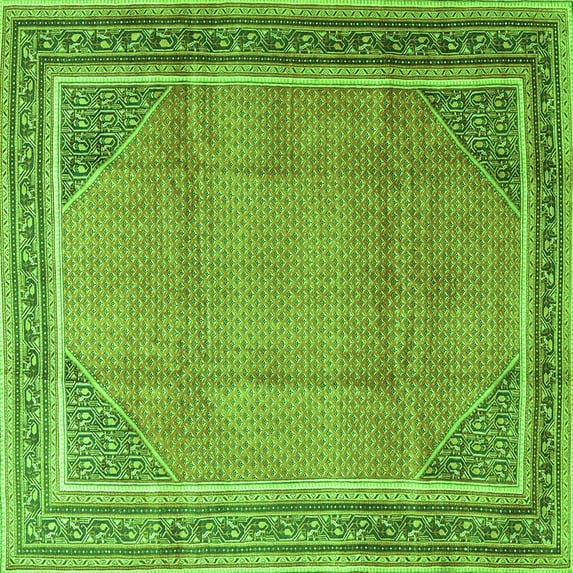 Ahgly Company Indoor Square Persian Green Traditional Area Rugs, 7' Square